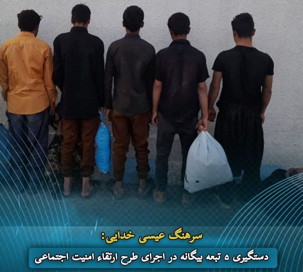 دستگیری ۵ تبعه بیگانه در مانه و سملقان