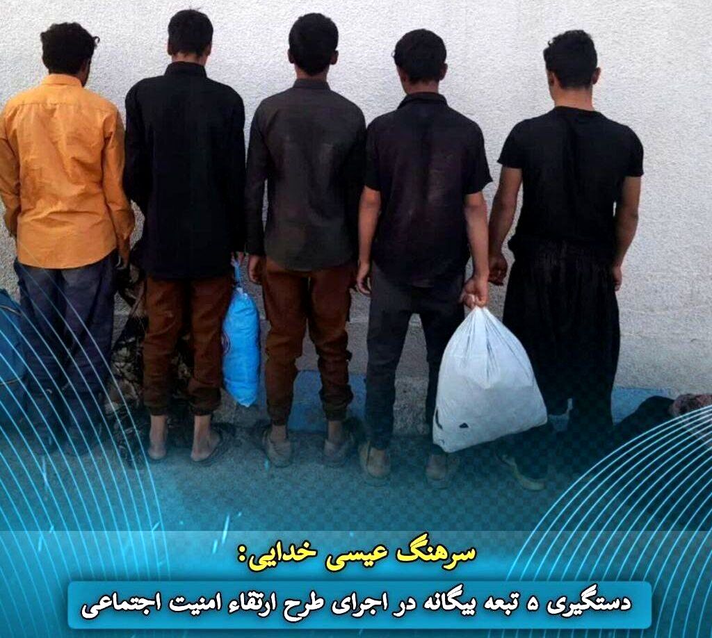 دستگیری ۵ تبعه بیگانه در مانه و سملقان