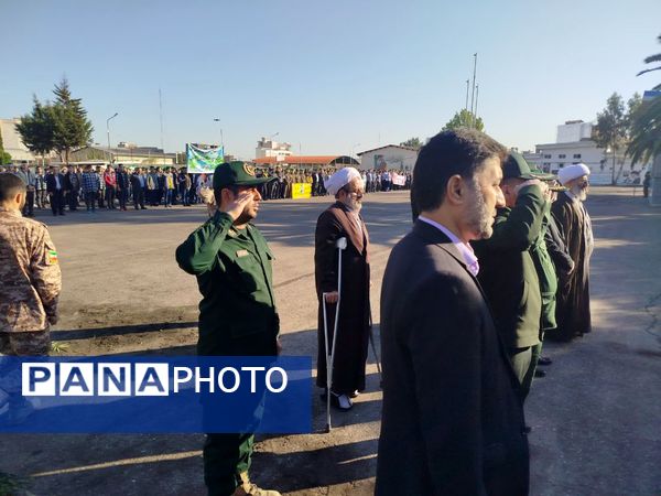 برگزاری صبحگاه مشترک دانش‌آموزی شهرستان هزار سنگر آمل 