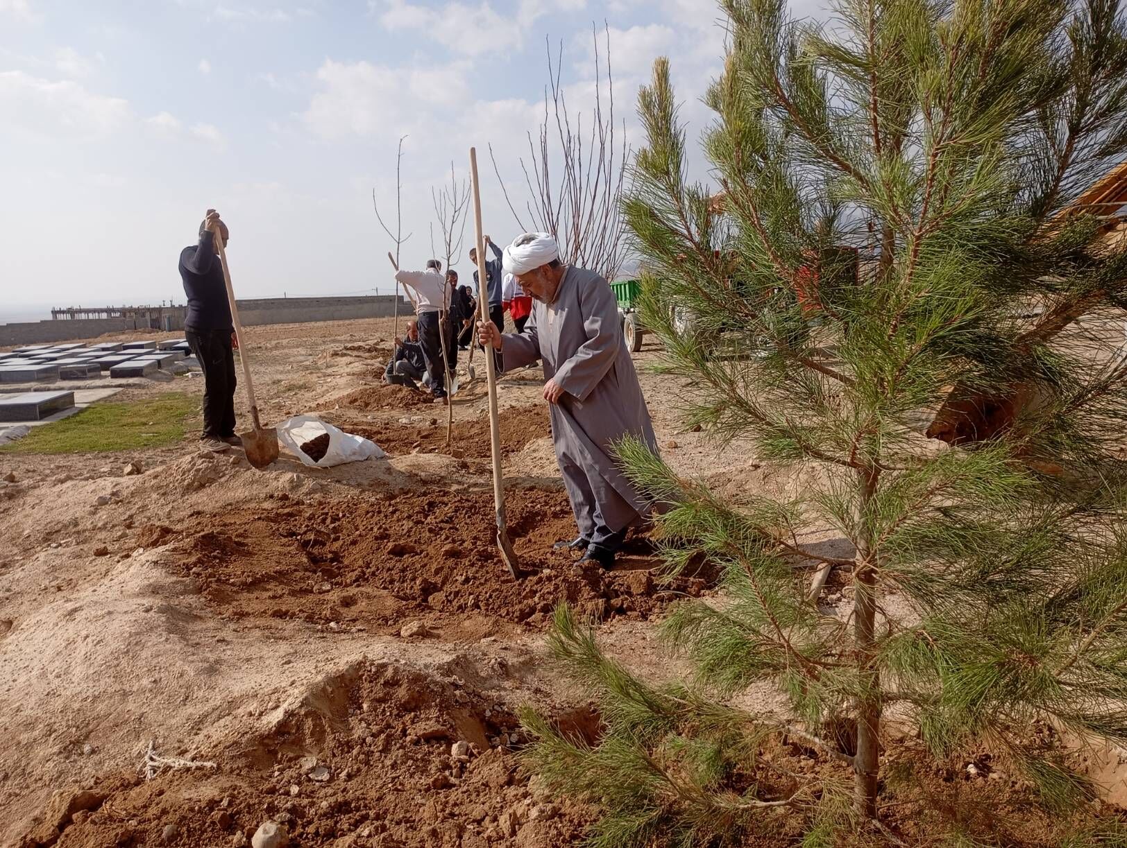 کاشت نهال در آرامستان روستای گزکوه