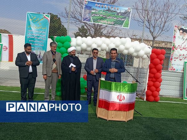 افتتاح چمن مصنوعی سردار سلیمانی (شهدای خدمت) دبیرستان نمونه آیت‌الله خامنه‌ای کاشمر‌‌