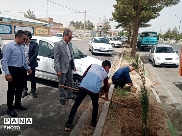 مسئولین اداره آموزش و پرورش کاشمر دو نهال بر زمین نهادند
