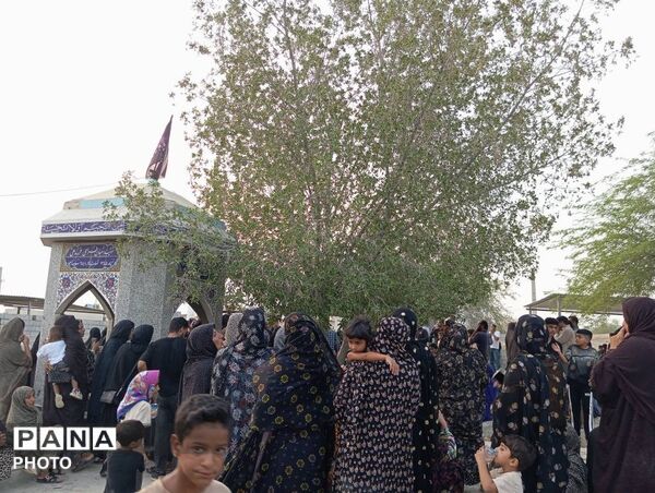 آیین تشییع پیکر مادر شهید شعبان تراهی در شمیل بندرعباس
