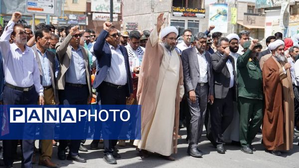 حضور پرشور مردم حاجی‌آباد در راهپیمایی روز قدس